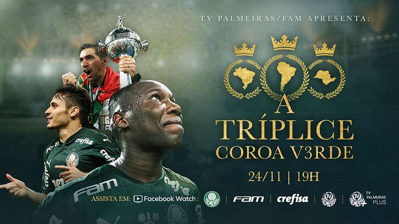 "A Tríplice Coroa Verde", Palmeiras lança documentário sobre os 3 títulos da temporada 2020.