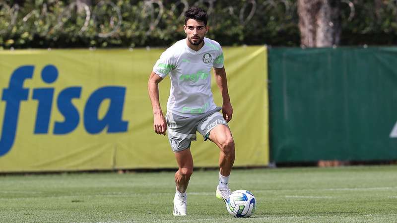 Flaco López durante treinamento do Palmeiras na Academia de Futebol.