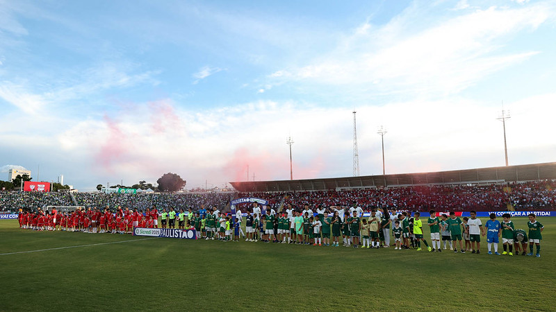O time da SE Palmeiras, em jogo contra a equipe do EC Noroeste, durante partida válida pela fase de grupos, do Campeonato Paulista, Série A1, no Estádio Doutor Alfredo de Castilho